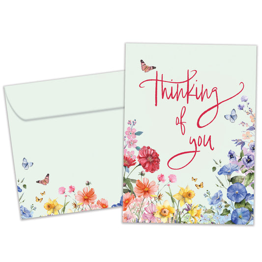 Rainbow Florals Thinking of You Card