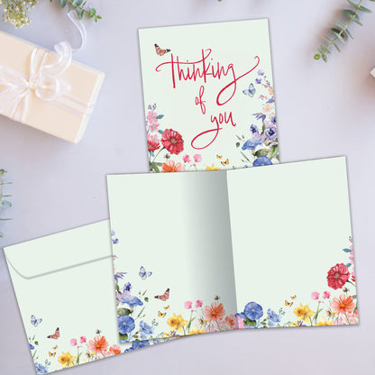 Rainbow Florals Thinking of You Card