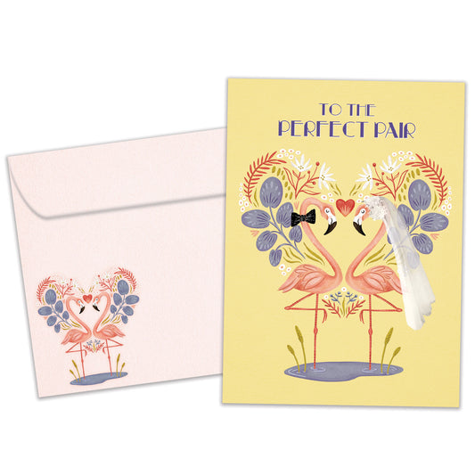 Lucky Flamingos Wedding Card