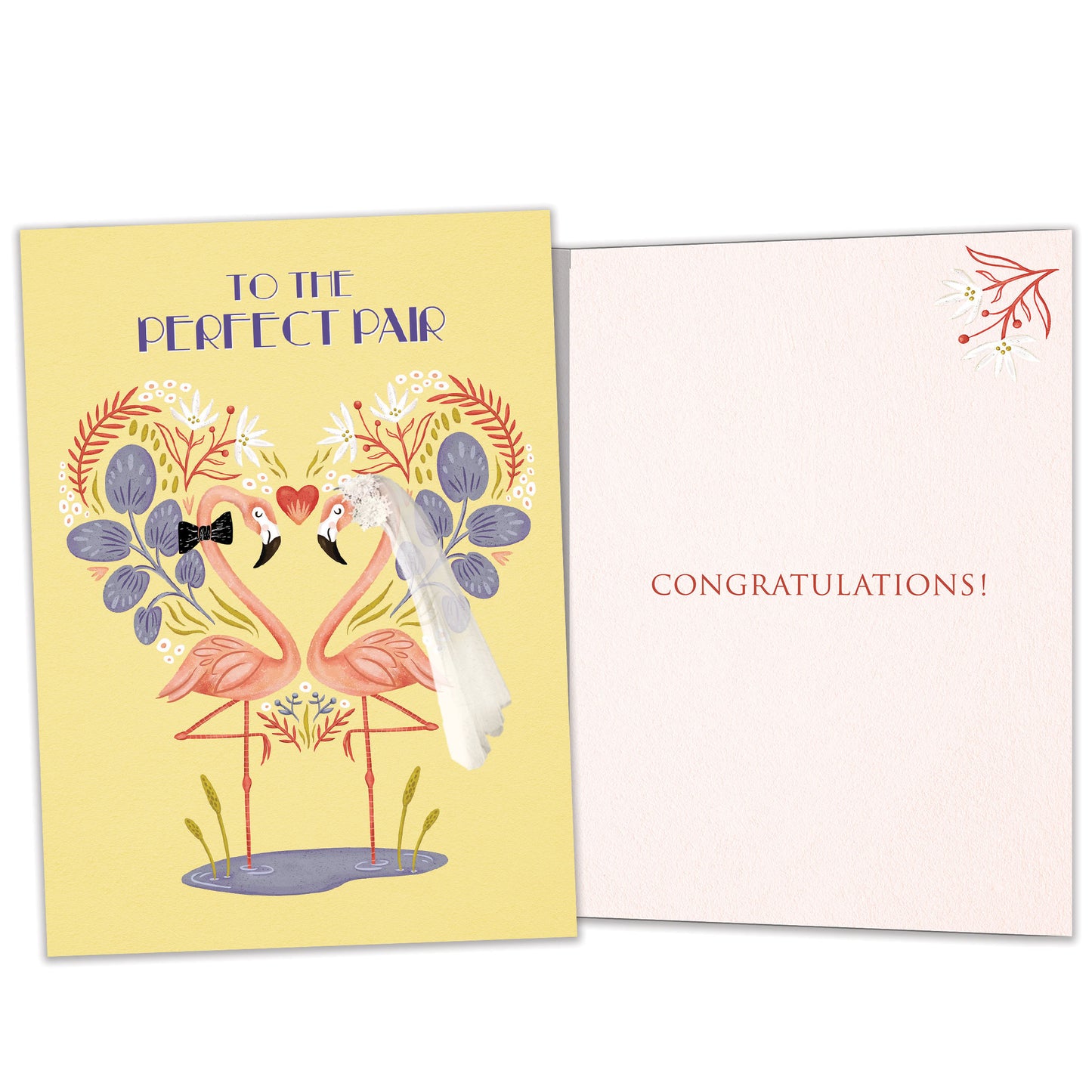 Lucky Flamingos Wedding Card