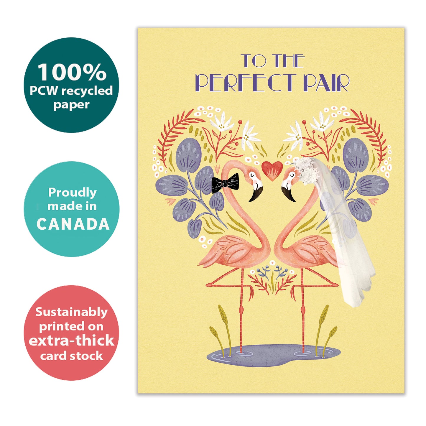 Lucky Flamingos Wedding Card