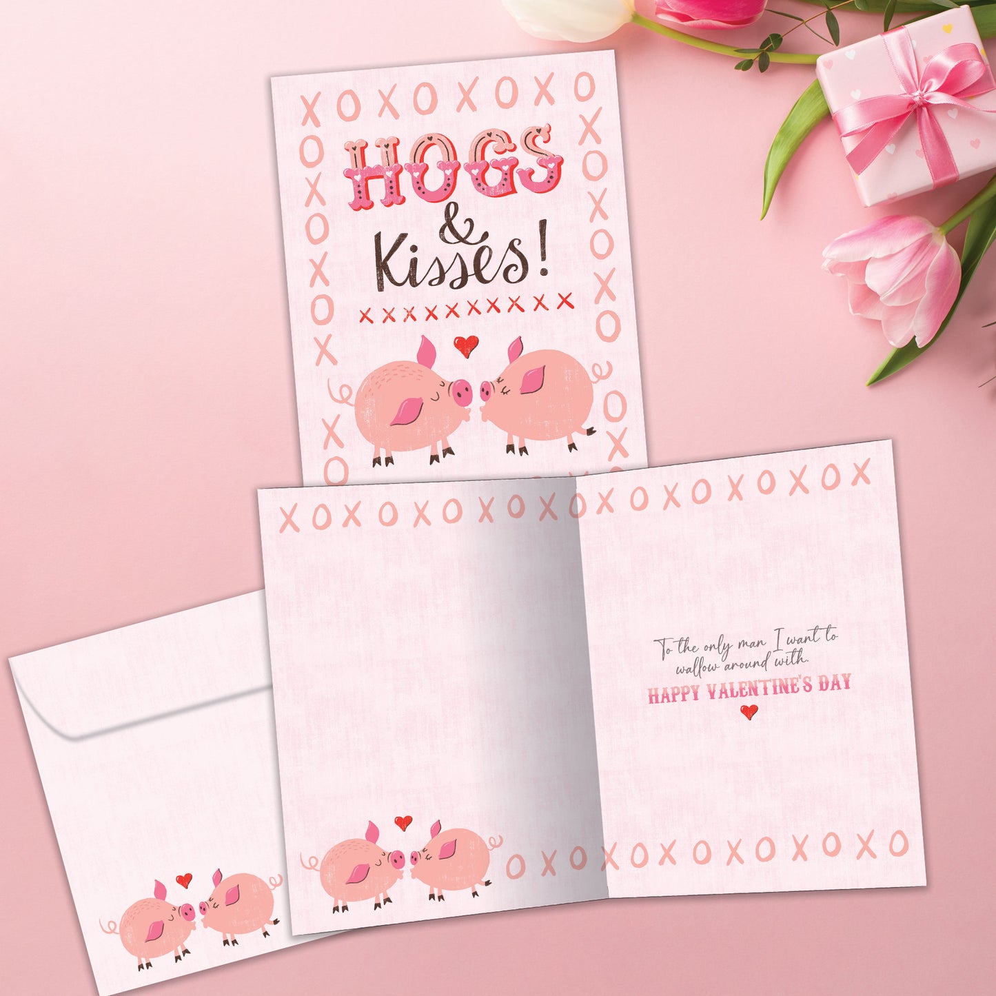 Hogs and Kisses Valentine’s Day Card