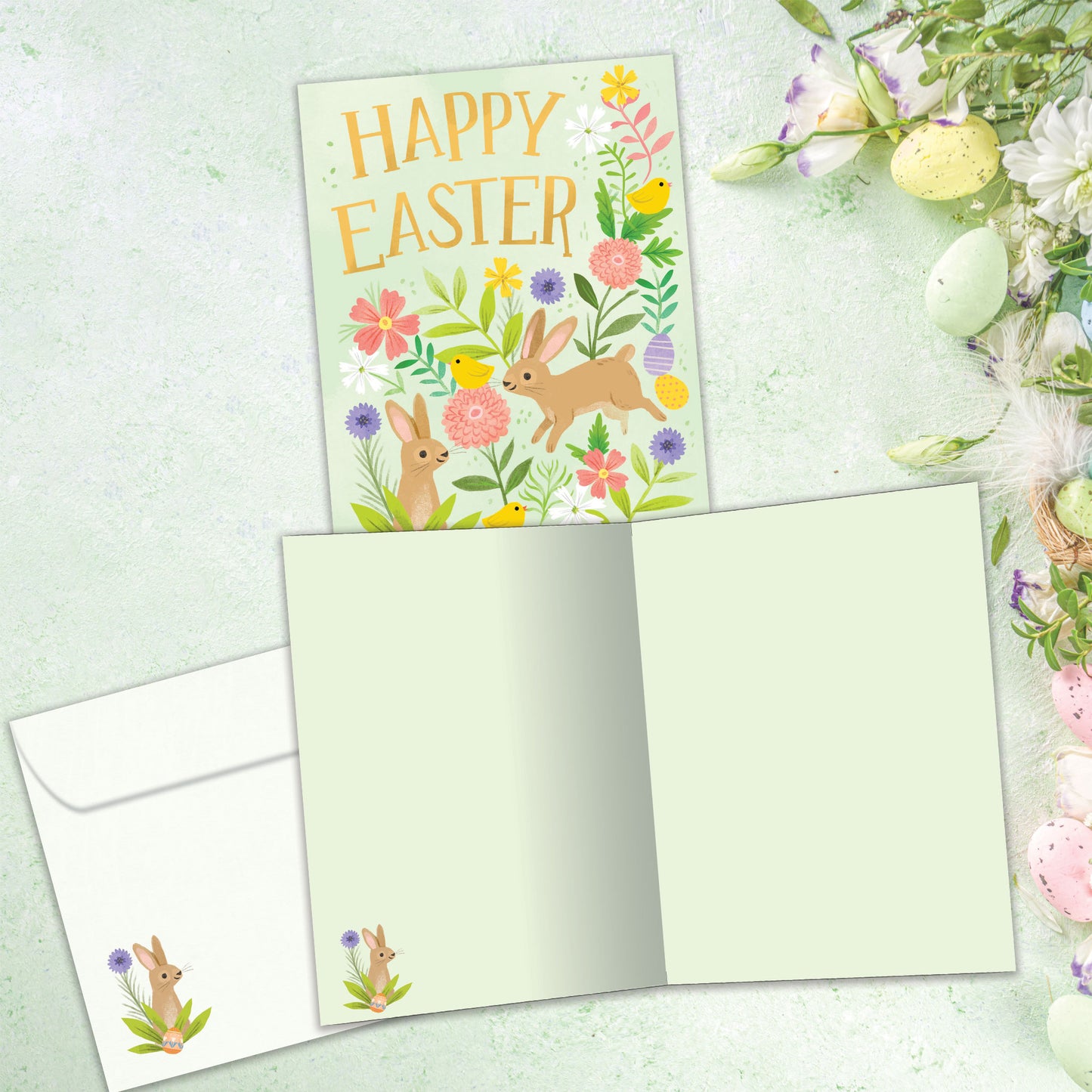 Floral Bunnies Easter Card