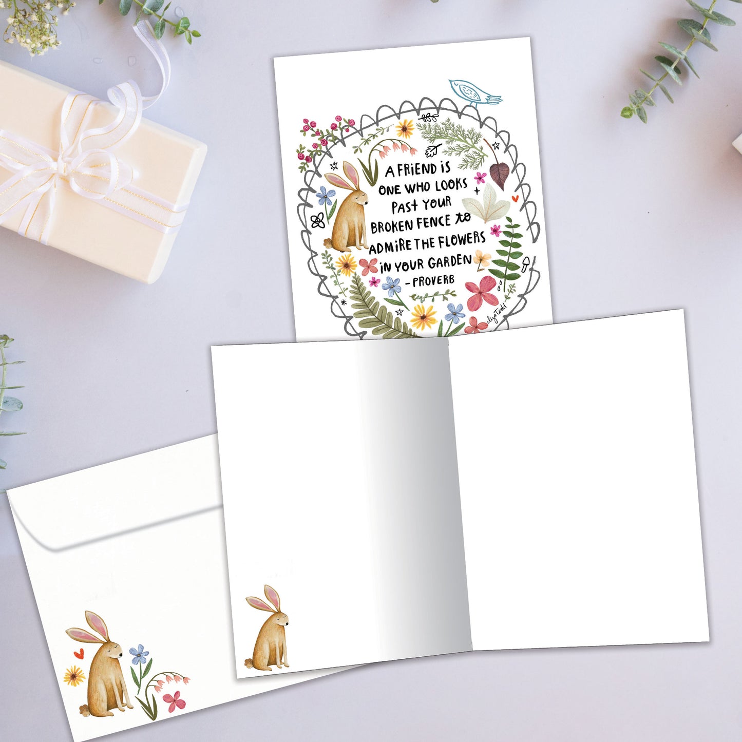 Fence and Garden Just Because Card