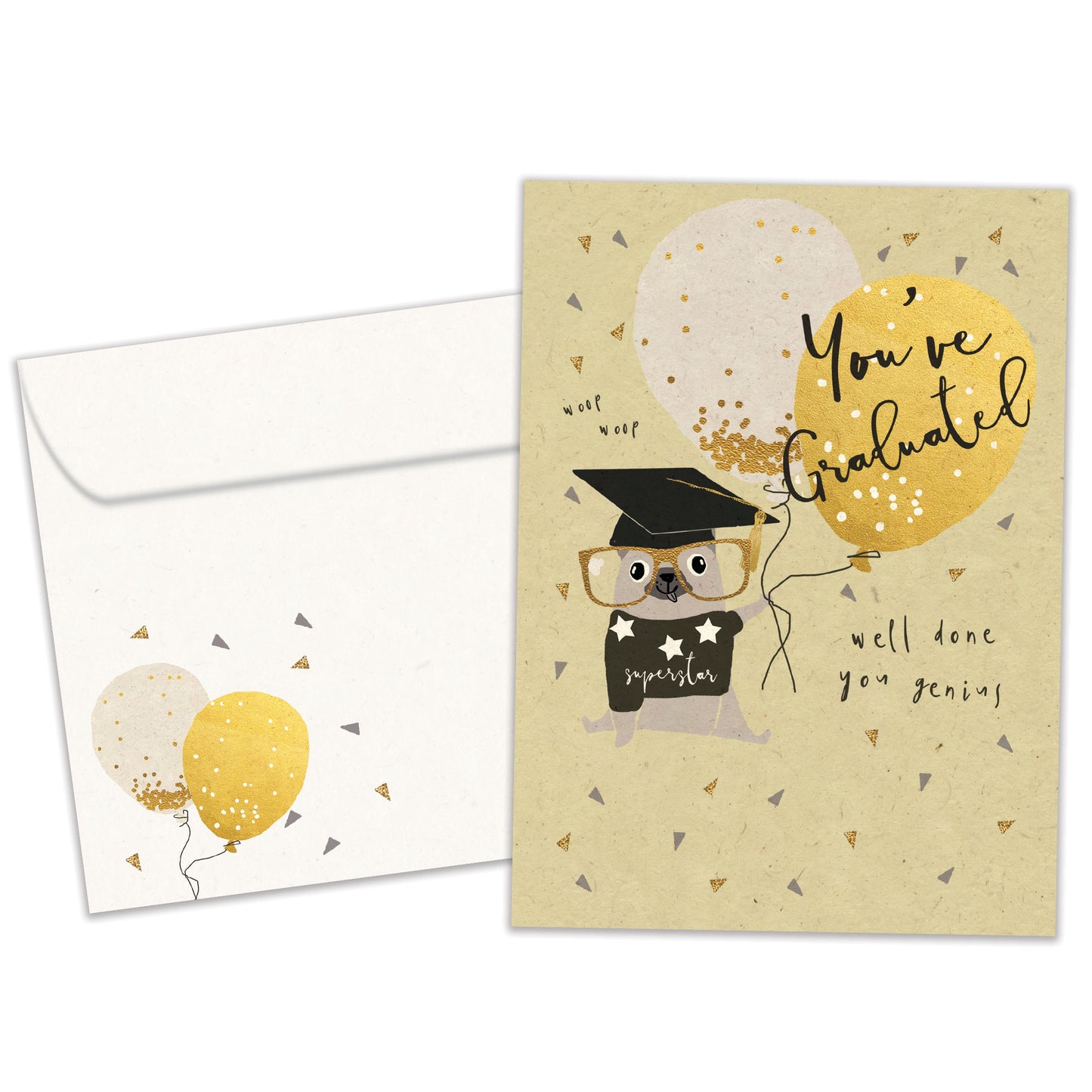 Genius Pug Graduation Card