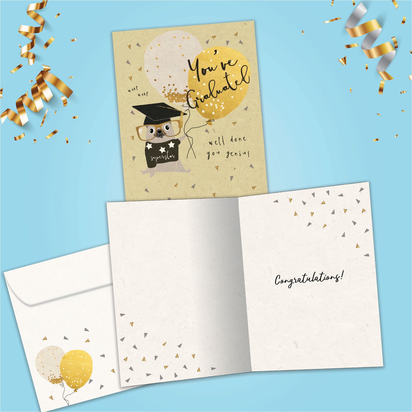 Genius Pug Graduation Card