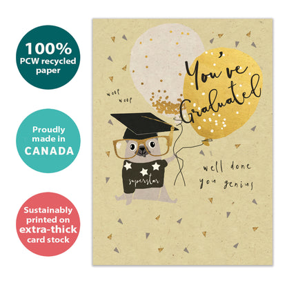 Genius Pug Graduation Card