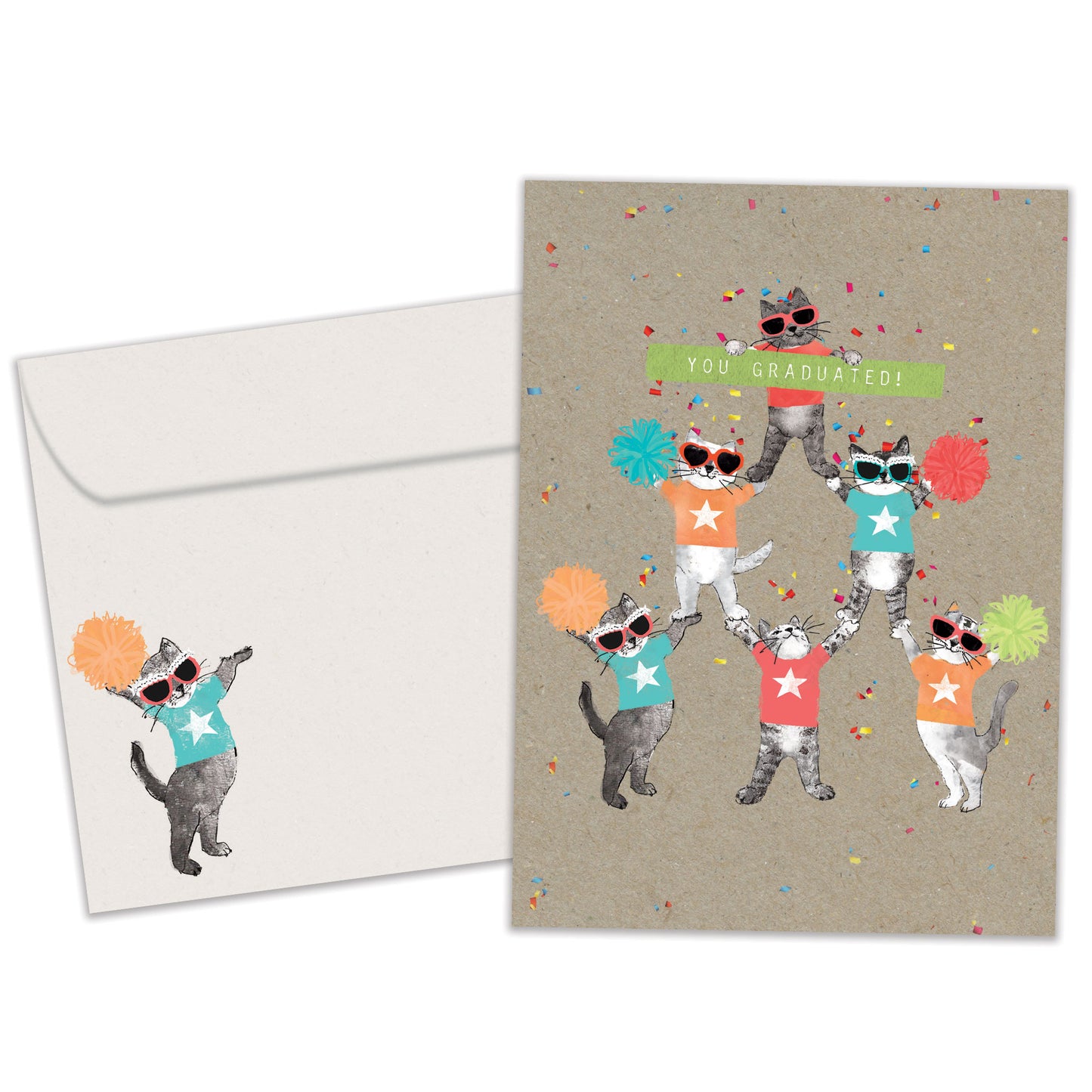 Cheerleader Cats Graduation Card