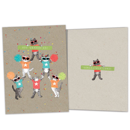 Cheerleader Cats Graduation Card