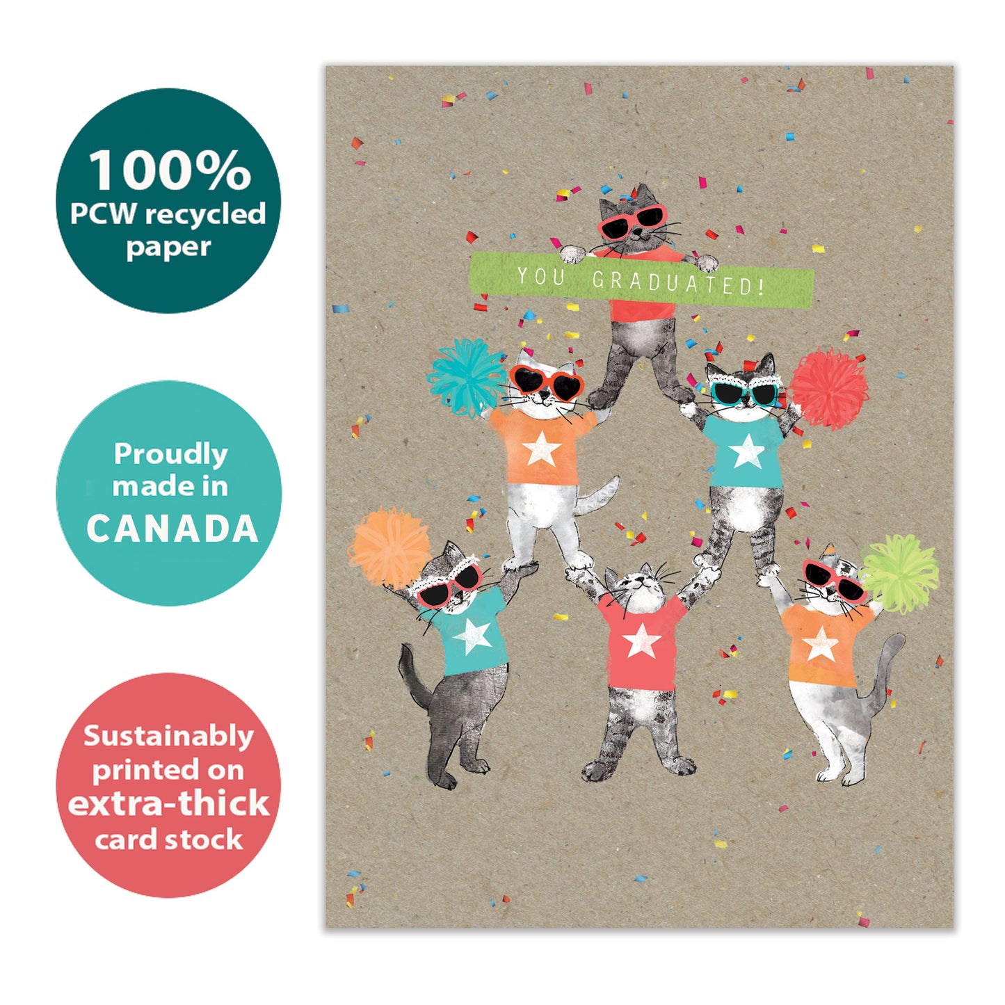 Cheerleader Cats Graduation Card