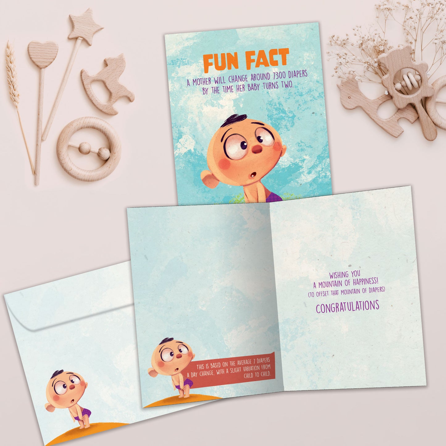 Diapers Fun Fact New Baby Card