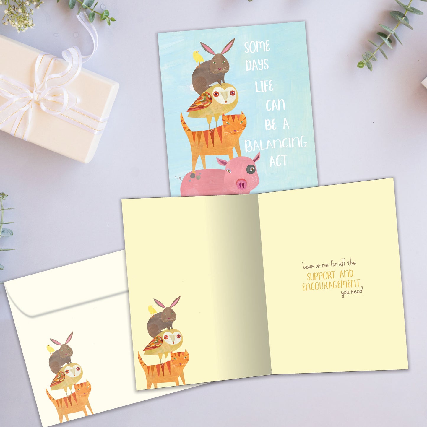 Balancing Animals Encouragement Card