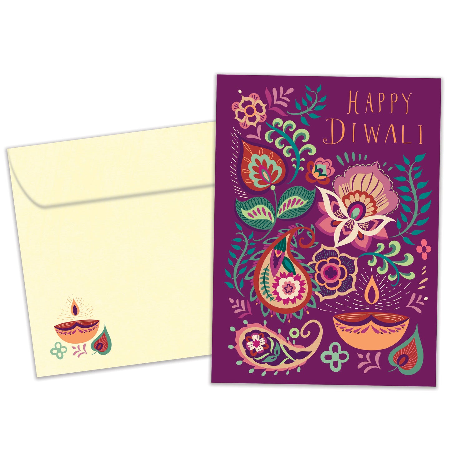 Floral Candles Diwali Card