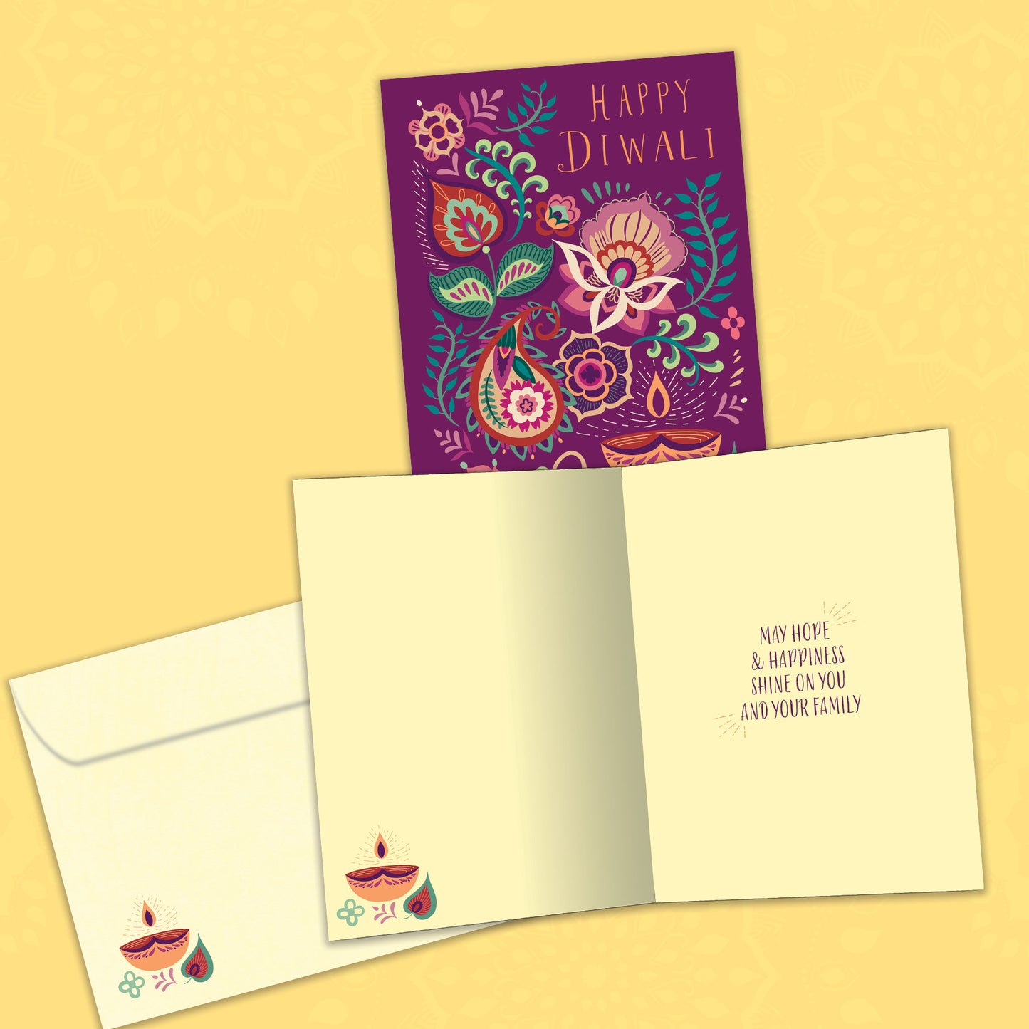 Floral Candles Diwali Card