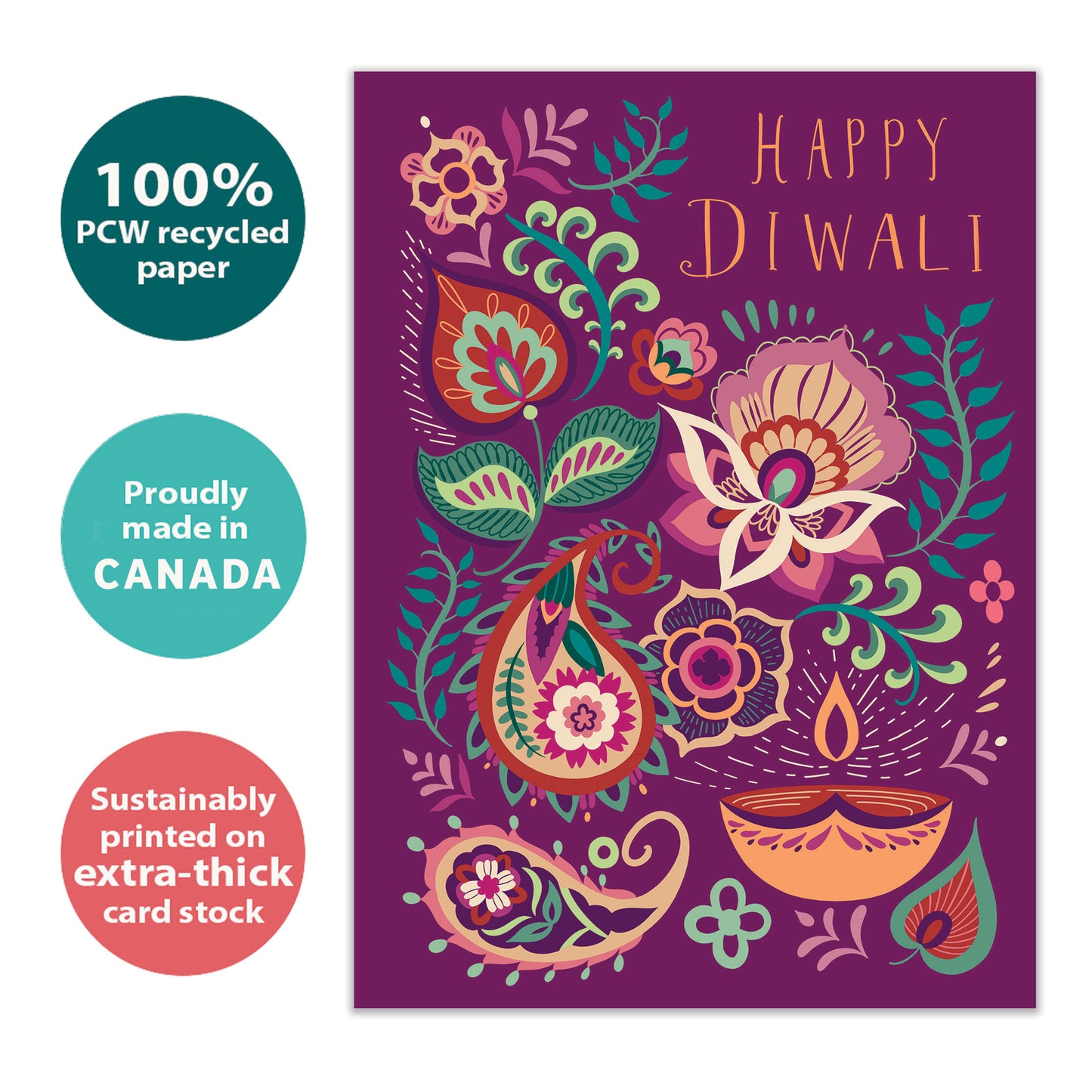 Floral Candles Diwali Card
