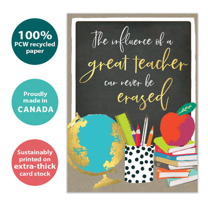 Never Be Erased Teacher Appreciation Card