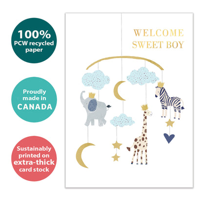 Welcome Sweet Boy New Baby Card