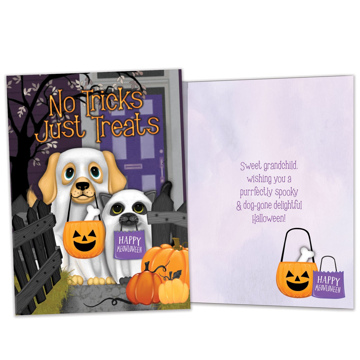Spooky Pets Grandchild Halloween Card