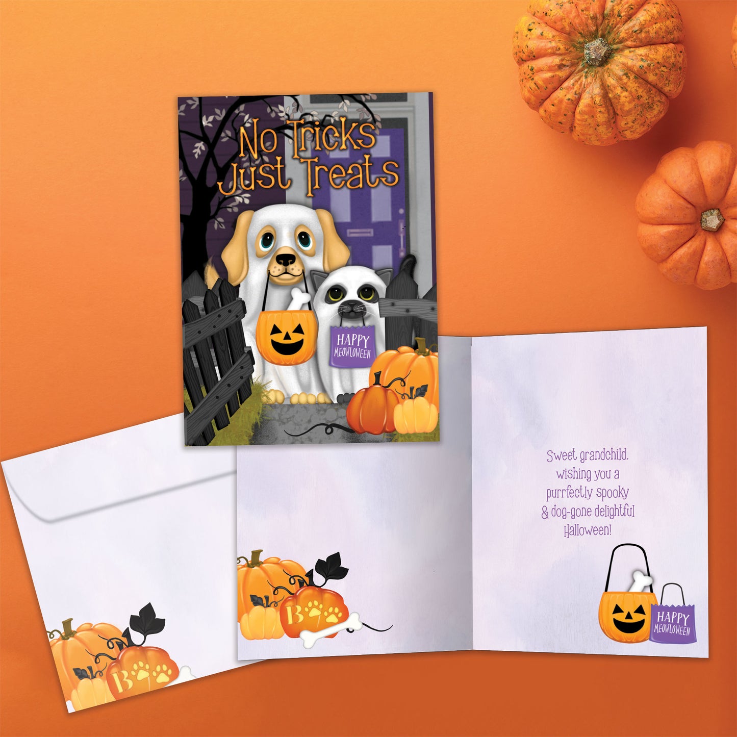 Spooky Pets Grandchild Halloween Card