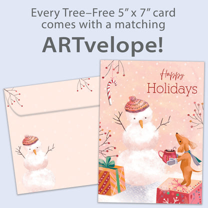 Comfort Joy Snowman Holiday Card