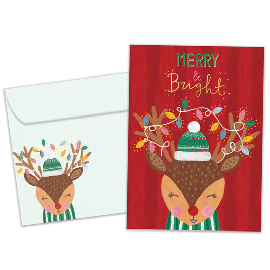 Merry Bright Reindeer Christmas Card