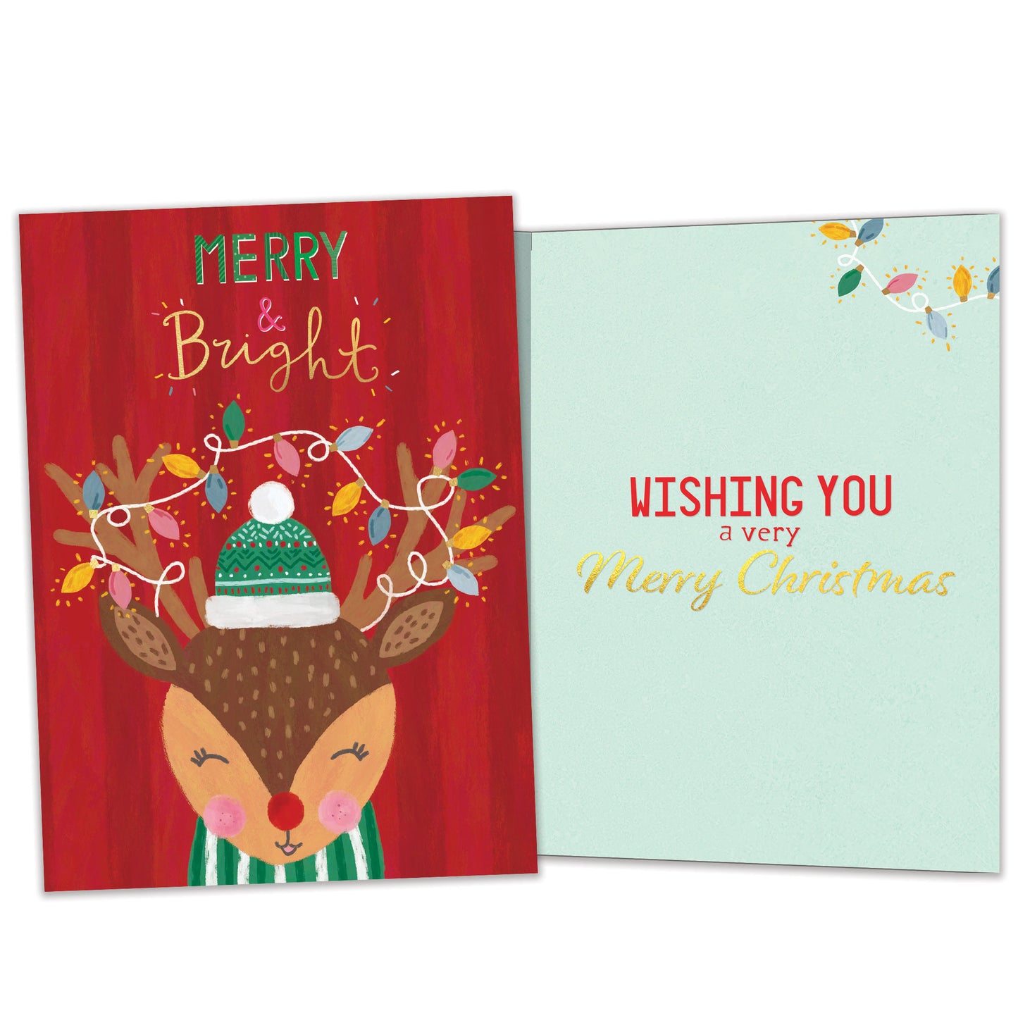 Merry Bright Reindeer Christmas Card