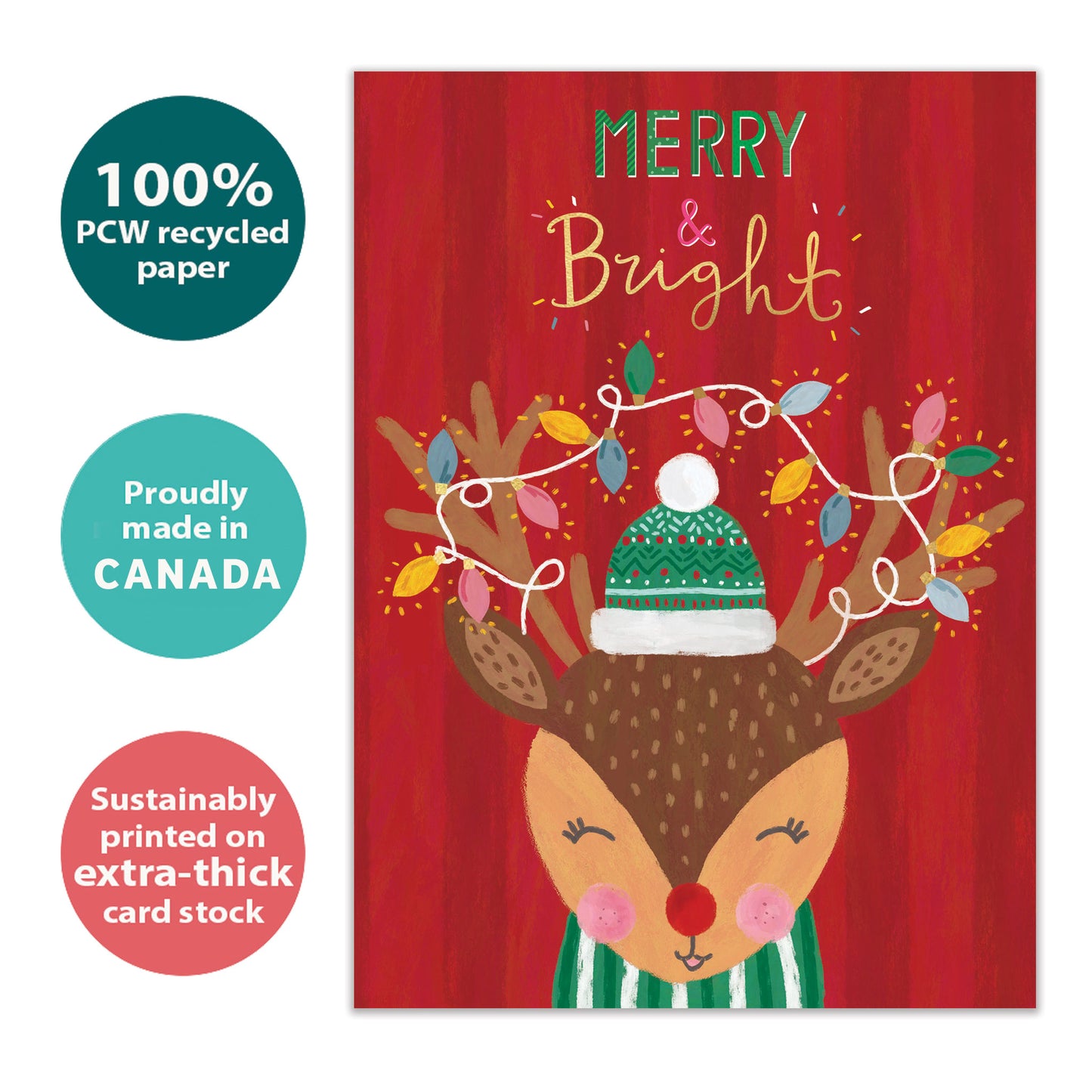 Merry Bright Reindeer Christmas Card