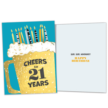 Cheers to 21 Milestone Birthday Card