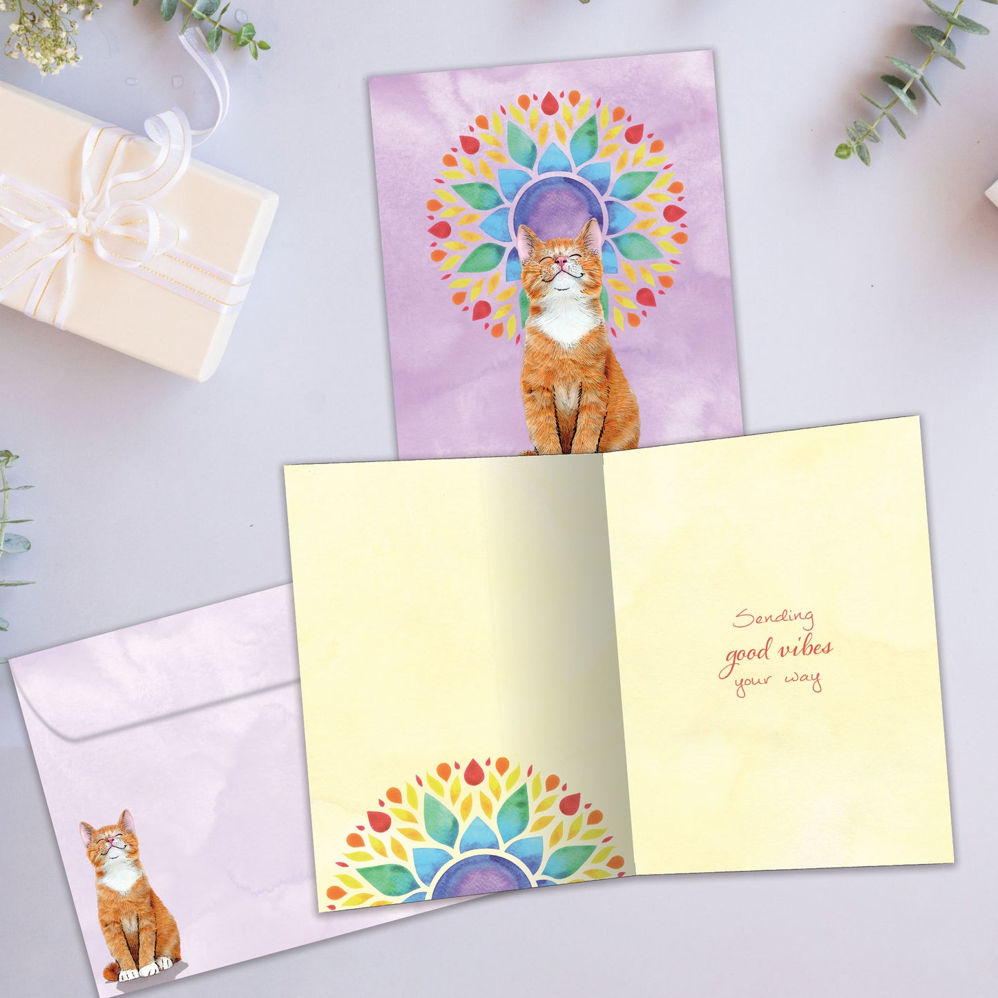 Good Vibes Cat Just Because Card