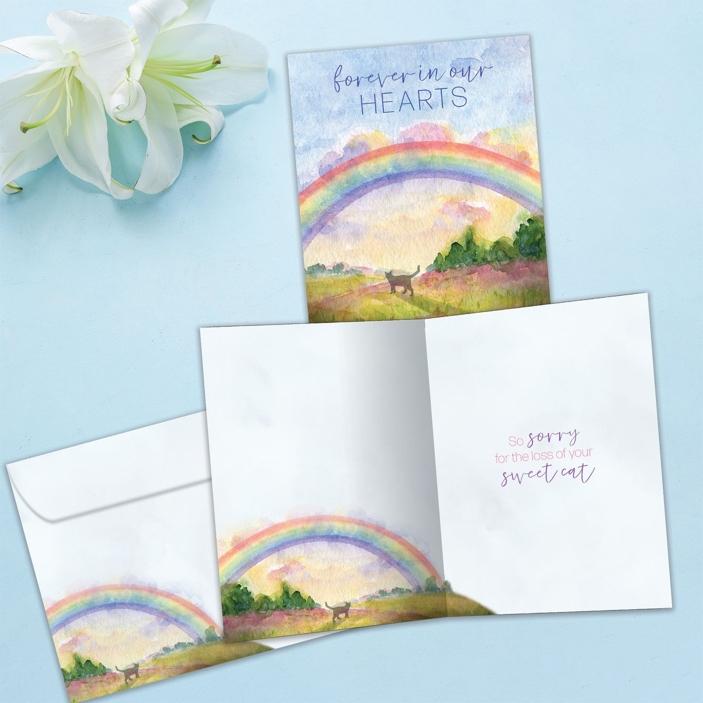 Sweet Cat Rainbow Pet Sympathy Card