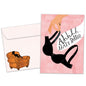 Front view of a Birthday greeting card featuring a hand holding a bra with the message "Ahhhh…that’s better", with a matching envelope