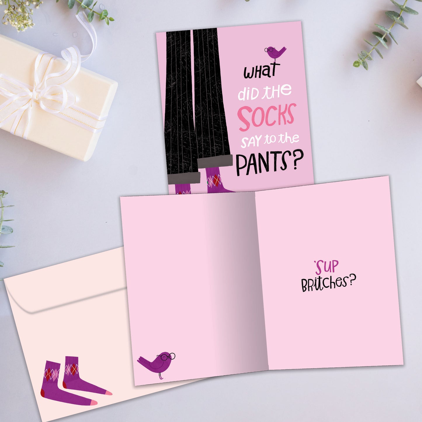Socks and Pants Just Because Card