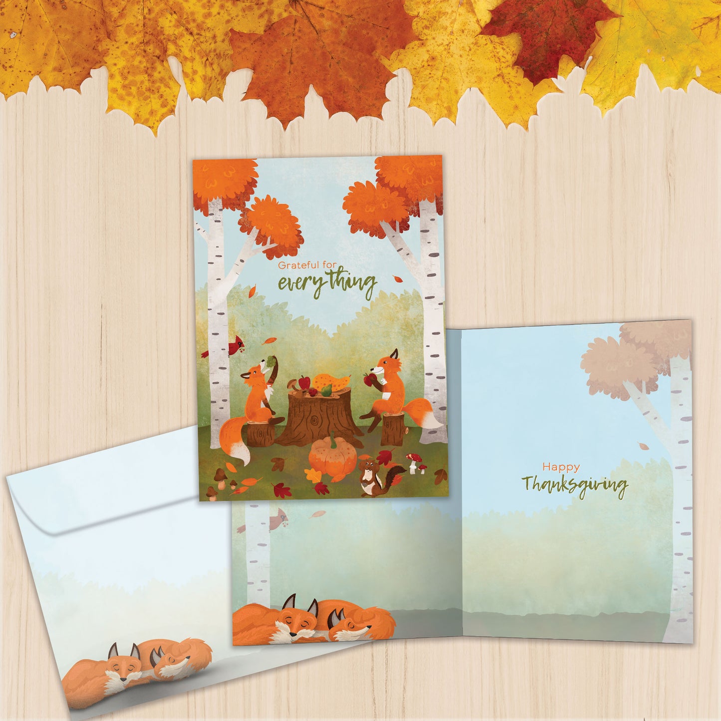 Grateful Foxes Thanksgiving Card