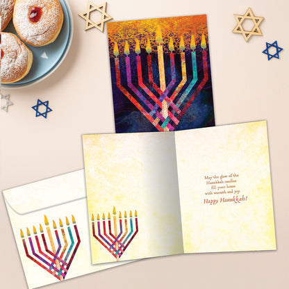 Menorah Glow Hanukkah Card