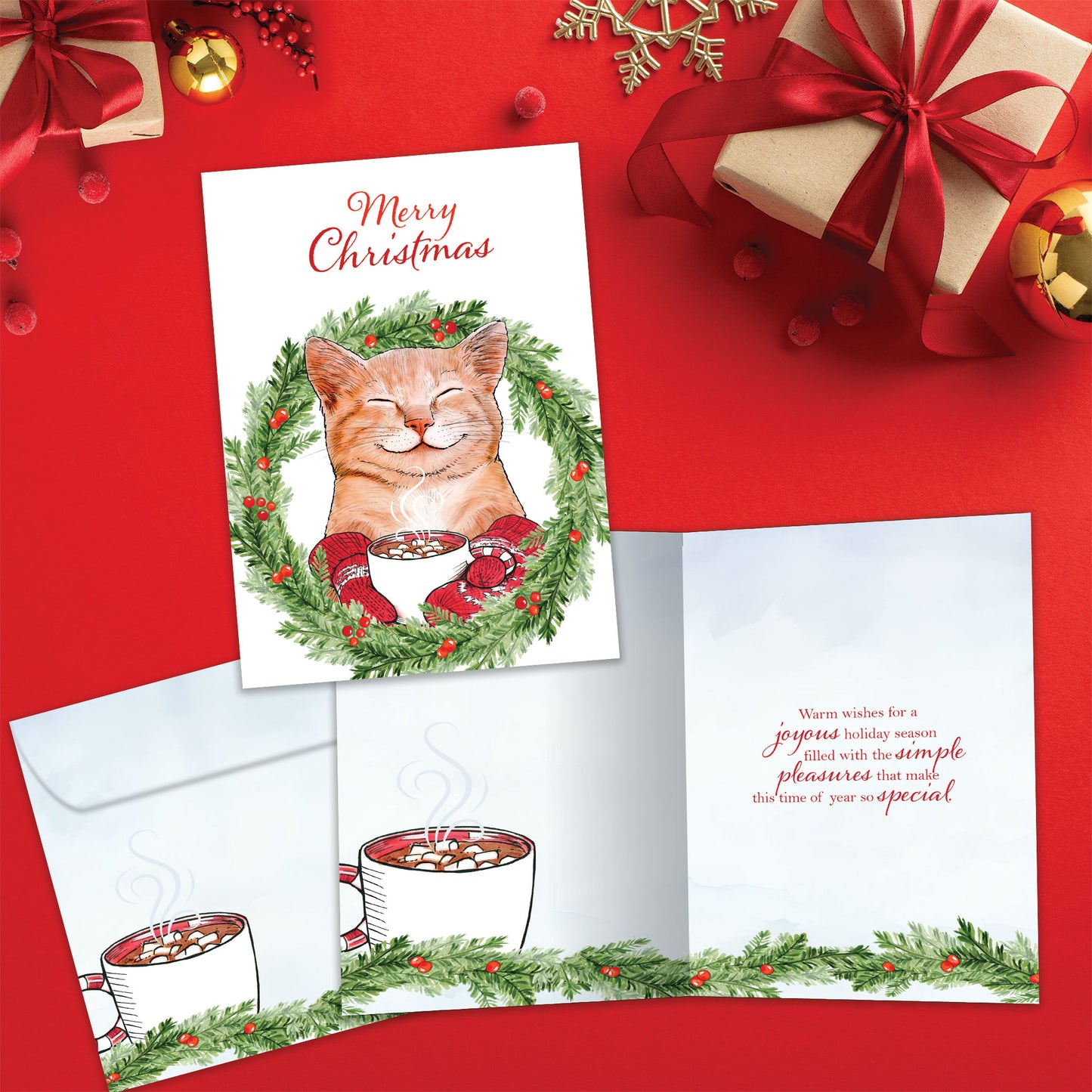 Joyous Cat Christmas Card