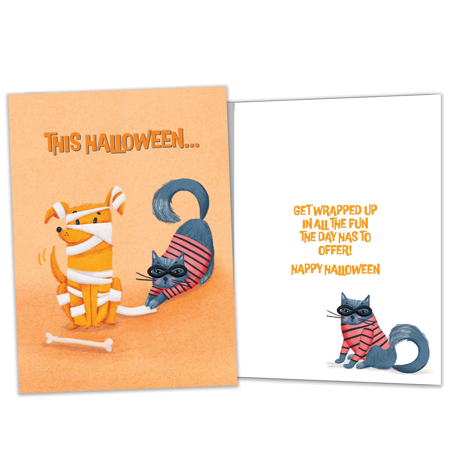 Wrapped Pets Halloween Card