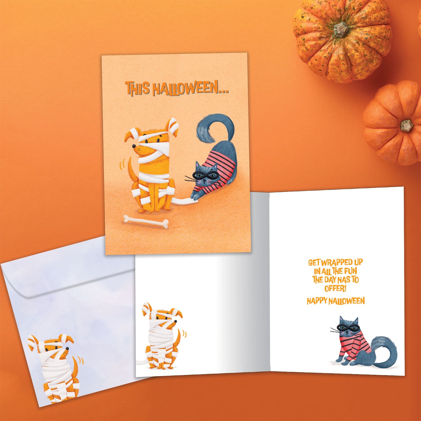 Wrapped Pets Halloween Card