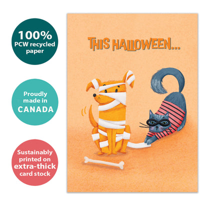 Wrapped Pets Halloween Card