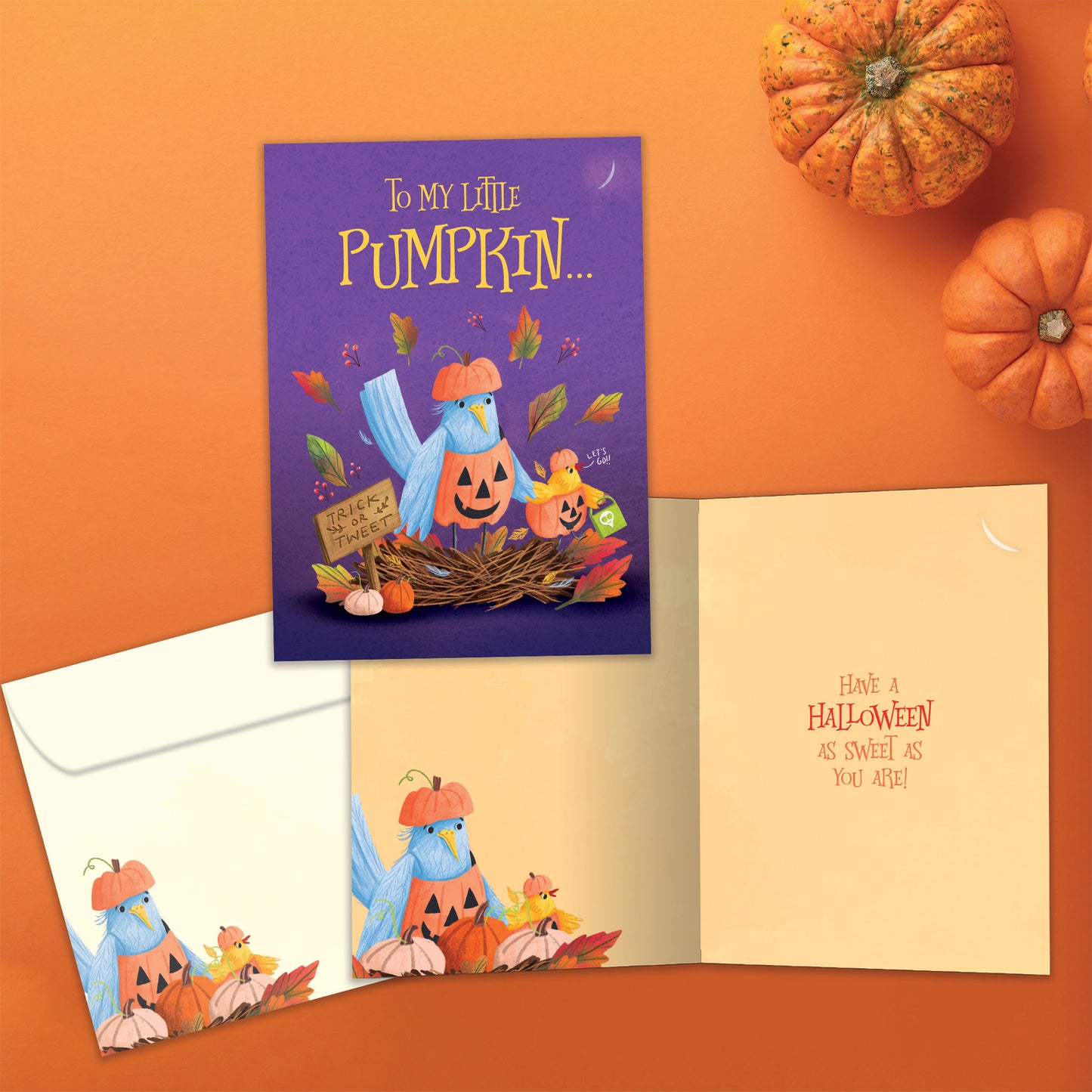 Pumpkin Birds Halloween Card