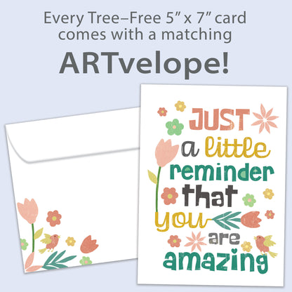 Front view of a Birthday greeting card featuring a beautiful floral design with an uplifting message, with matching envelope artwork