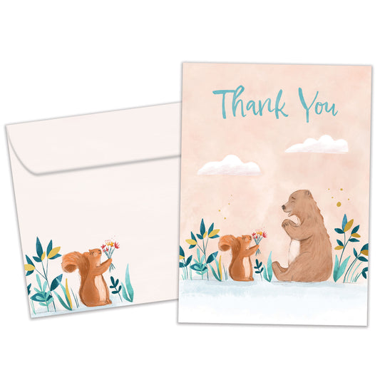 Squirrel Bear Thanks Thank You Card