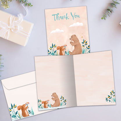 Squirrel Bear Thanks Thank You Card