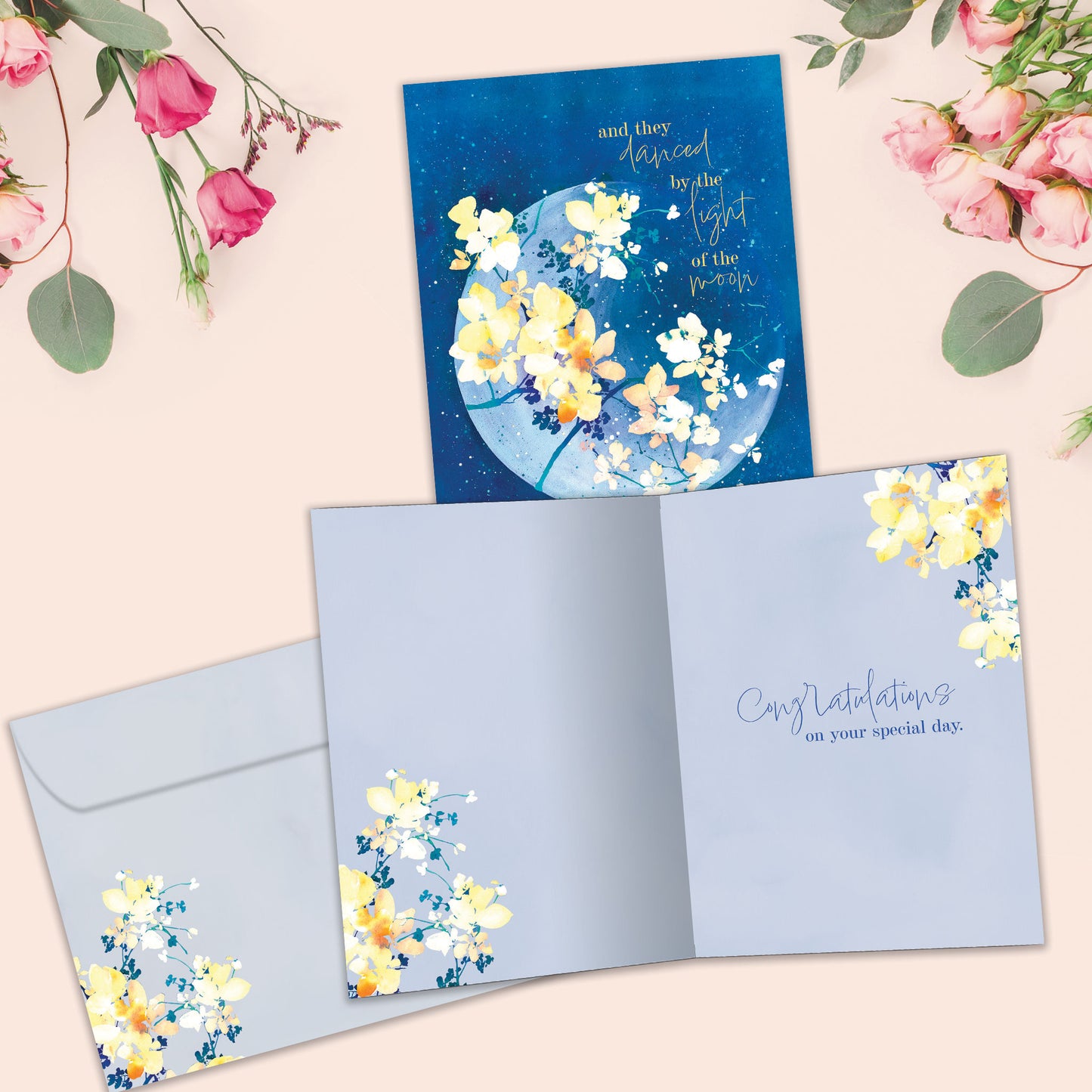 Floral Moonlight Wedding Card