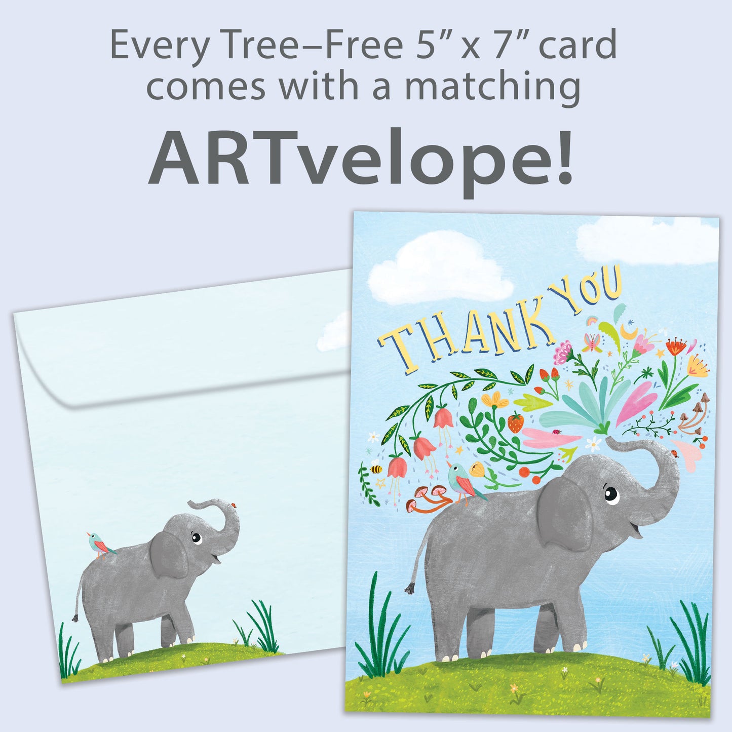 Elephant Flowers Thank You Card