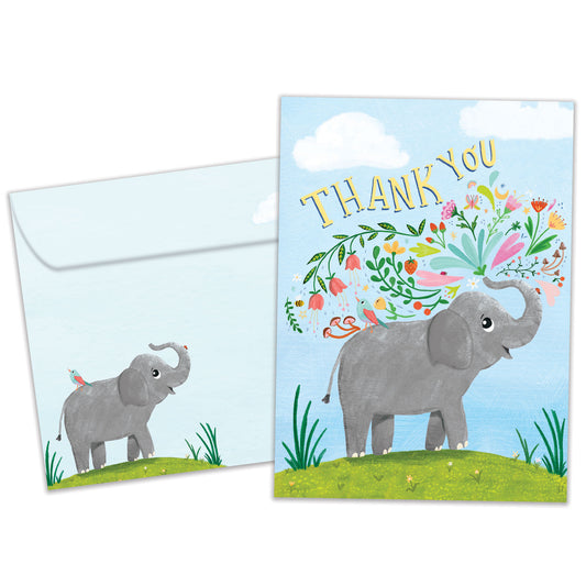 Elephant Flowers Thank You Card