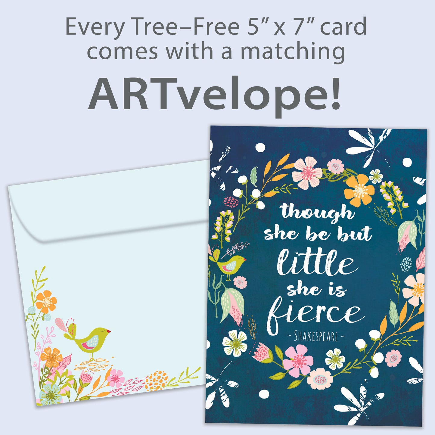 Front view of a Birthday greeting card greeting card featuring a floral design surrounding a message with matching envelope artwork
