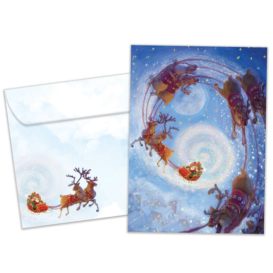 Soaring Santa Christmas Card