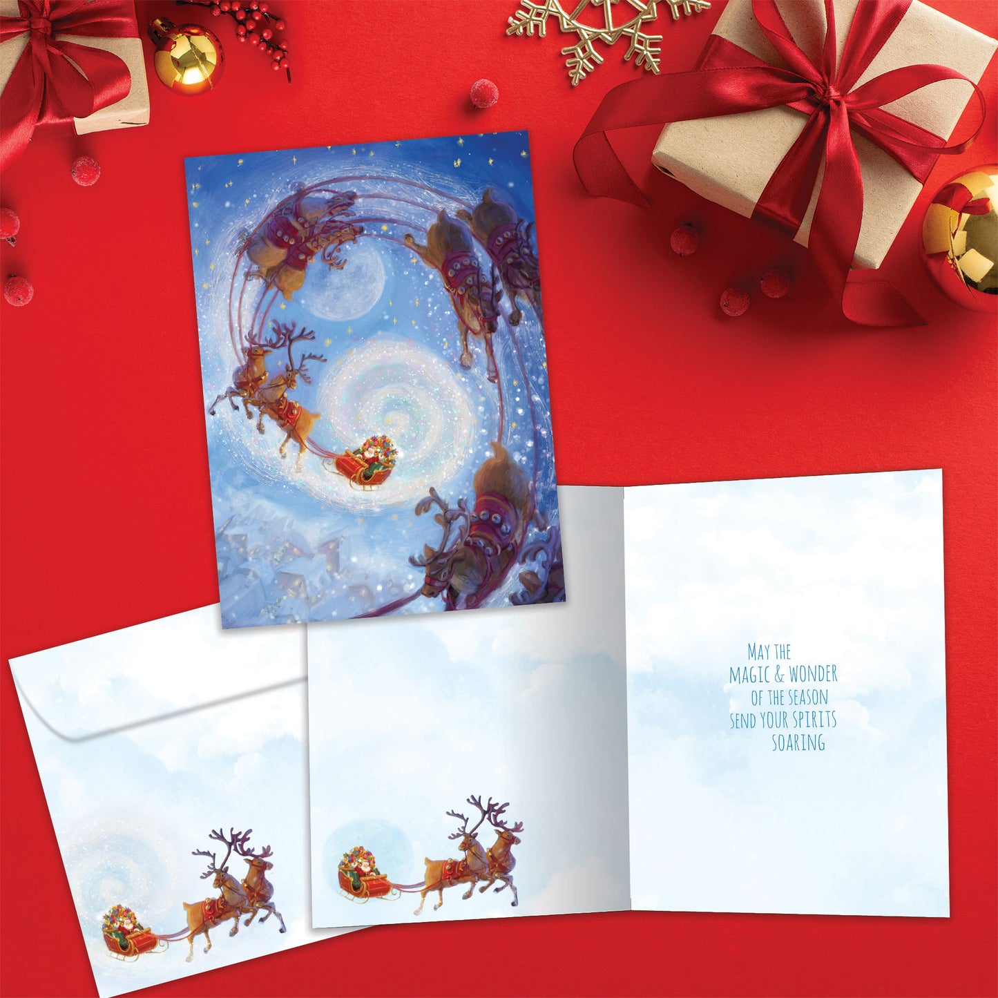 Soaring Santa Christmas Card