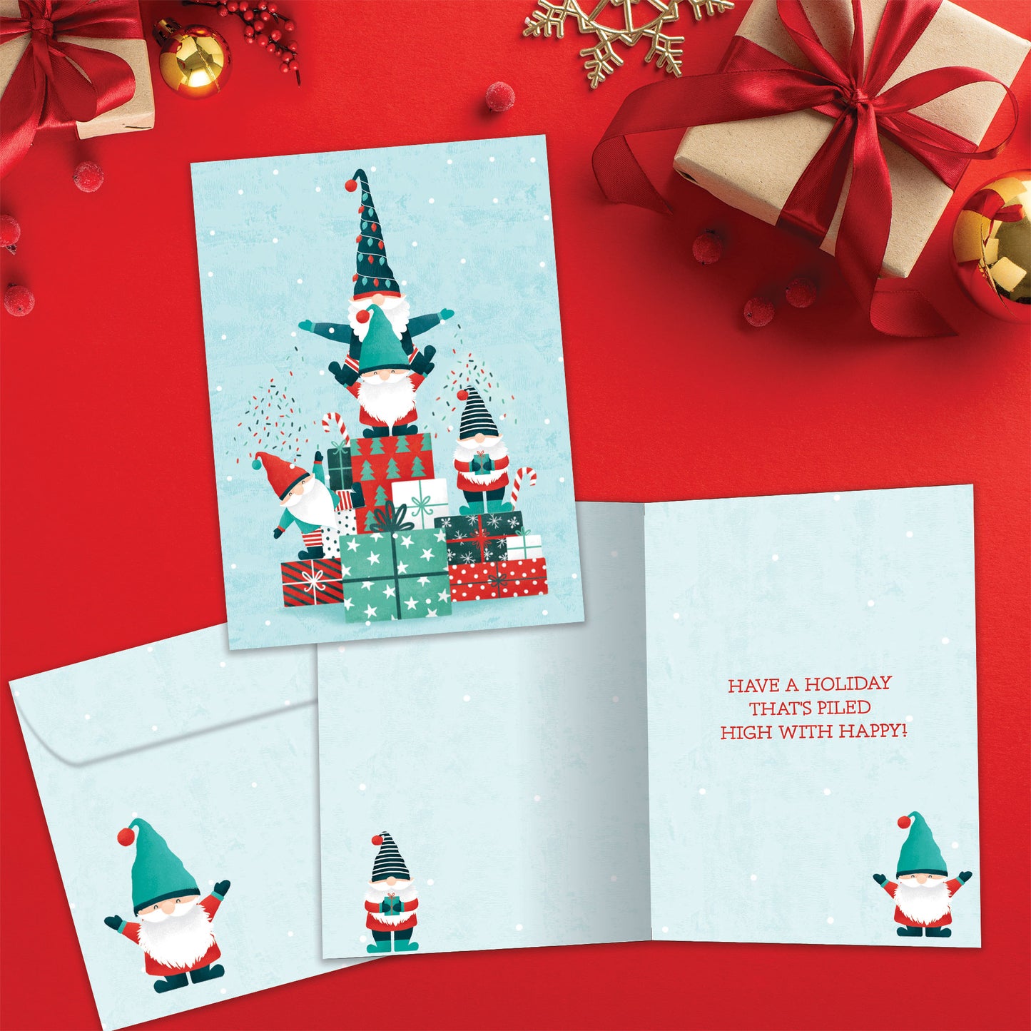 Gnomes Piled High Holiday Card