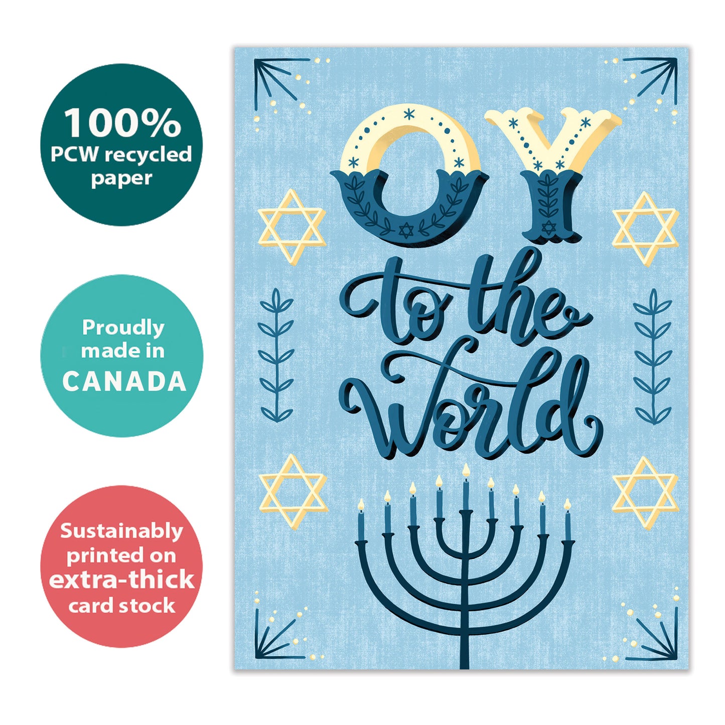 Oy to the World Hanukkah Card